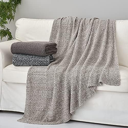 Longhui bedding 100% Cotton Knitted Throw Blanket – Light Grey, Soft & Cozy, Machine Washable, 51"x63" – Perfect for Living Room, Couch, Sofa, Bed or Travel - Image 2