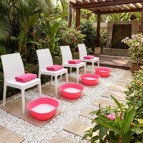 DEAYOU Set of 6 Small Foot Spa Kit for Spa Party, 12" x 12" x 4.3" Foot Tub and 14" x 29.5" Bath Towels, Washbasin Hand Towels for Sleepover Party, Girls Night, Home Facial and Foot Soak Kit, Pink - Image 6