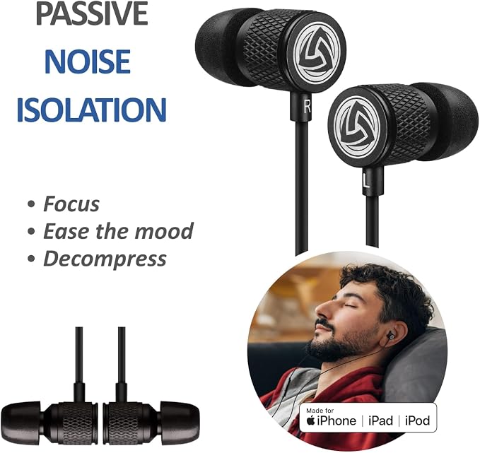 LUDOS Ultra iPhone Wired Headphones Earbuds Earphones with Lightning Connector Apple MFi Certified, 5 Years Warranty, for iPhone 14 13 12 11 Pro Max X XS XR 8 7 Plus with Microphone Control - Black - Image 8