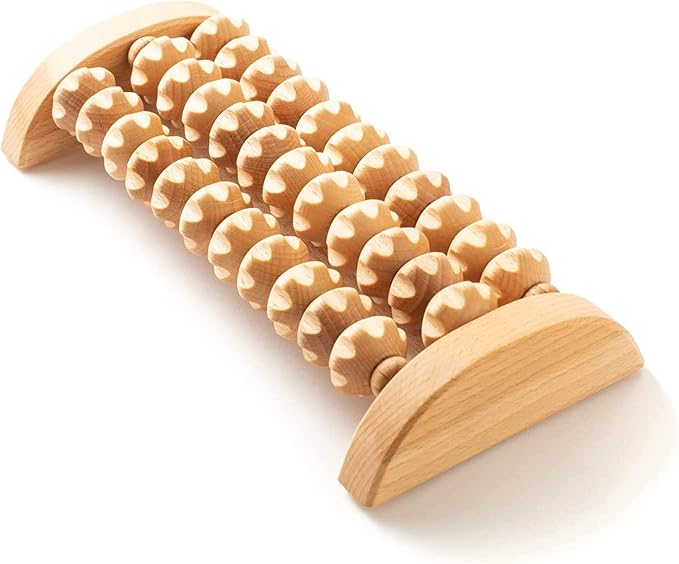 tuuli Wooden Foot Massager, Grooved Muscle Roller, Helps Ease Muscle Tension and Improve Blood Circulation, Natural Wood Therapy Massage Tools for Feet (M) by Itsallaboutwood