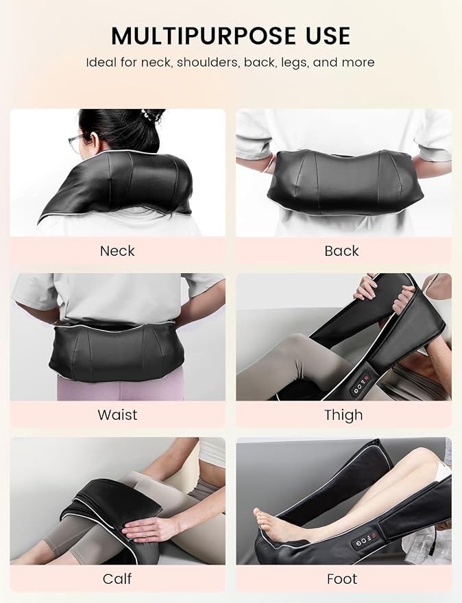 Shiatsu Neck and Back Massager with Heat, Corded Deep Tissue Shoulder Massager for Pain Relief, 3D Kneading Nodes, Eligible for FSAHSA Electric Massage Pillow for Home Office Car, Gift for Men Women - Image 8