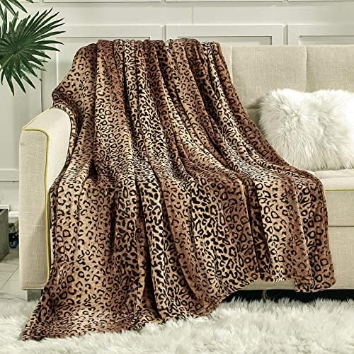 Viviland Flannel Fleece Blanket Queen Size 90x90 inches, Lightweight, Super Soft Cozy Warm Blanket, Leopard Print by VIVILAND