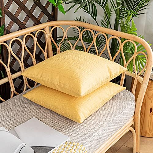 Kevin Textile Outdoor Waterproof 22”x22” Pillow Covers 2 Pack, Yellow - Image 7