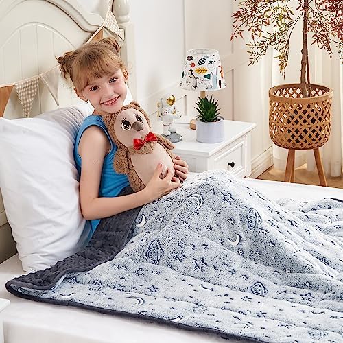 yescool Weighted Blanket 5 Pounds Weighted Lap Blanket, Glow in The Dark Star Heavy Blankets, Warm Minky Weighted Throw Blanket Gifts for 40-60lbs, 36"x48" - Image 6