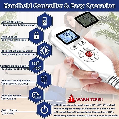 CAMECO Heated Feet Warmers for Women and Men, Electric Foot Heating Pad for Feet Neuropathy Pain Relief, Detachable Cover, Ankle Heating Pad Wrap for Achilles tendonitis, Auto Off Timer, 86-158℉ - Image 6