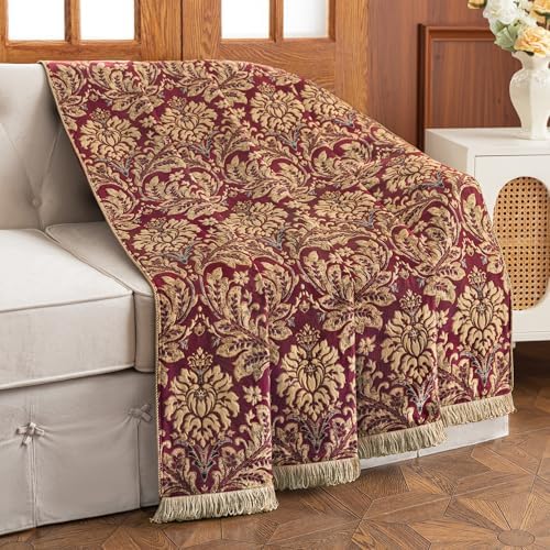 Loom and Mill Damask Floral Throw Blankets for Bed, Burgundy Red, 52" x72” - Image 7