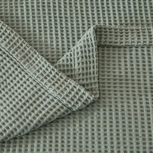 100% Cotton Green Blanket Twin Size for Bed - Breathable and Soft, Waffle Weave for Summer Spring, 90x66 Inches (Eucalyptus) - Image 4