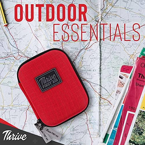 Thrive Mini First Aid Kit - Compact Travel Essentials Pack - Waterproof Camping Essentials Set - Portable Car First Aid Kit & Hiking Supplies Pouch - 66-Piece Set, Red Shell Case - Image 5