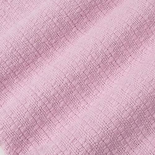 Sweet Home Collection 100% Fine Cotton Blanket Luxurious Weave Stylish Design Soft and Comfortable All Season Warmth, King, Pink - Image 3