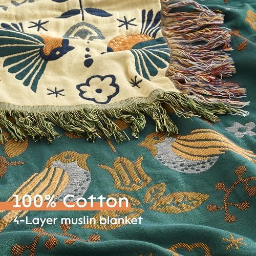 Boho Throw Blanket for Bed 60”x80”, 100% Cotton Blanket for Couch Sofa - Image 6