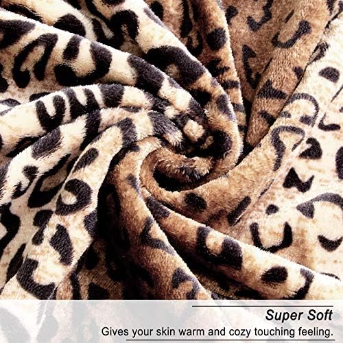 Viviland Flannel Fleece Blanket Queen Size 90x90 inches, Lightweight, Super Soft Cozy Warm Blanket, Leopard Print - Image 4