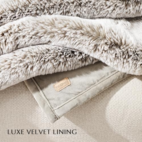 EVERGRACEHOME Faux Chinchilla Fur Throw Blanket, 72"x90", Champagne Fawn - Image 7
