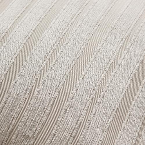 DEZENE 22x22 Beige Throw Pillow Covers Pack of 2 Soft Striped Corduroy Square Neutral Pillow Cases for Couch Sofa Bedroom Living Room Home Decor - Image 3