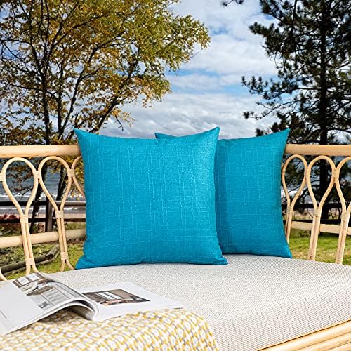 Kevin Textile Outdoor Waterproof 26”x26” Pillow Covers 2 Pack, Peacock Blue by KevinTextile