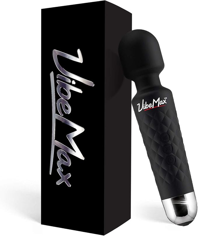 VibeMax Rechargeable Personal Massager - Powerful Multi Speed Vibration - Whisper Quiet - Waterproof - for Muscle Tension Relief in Neck, Back, Shoulders, Legs and Feet - Black by VibeMax