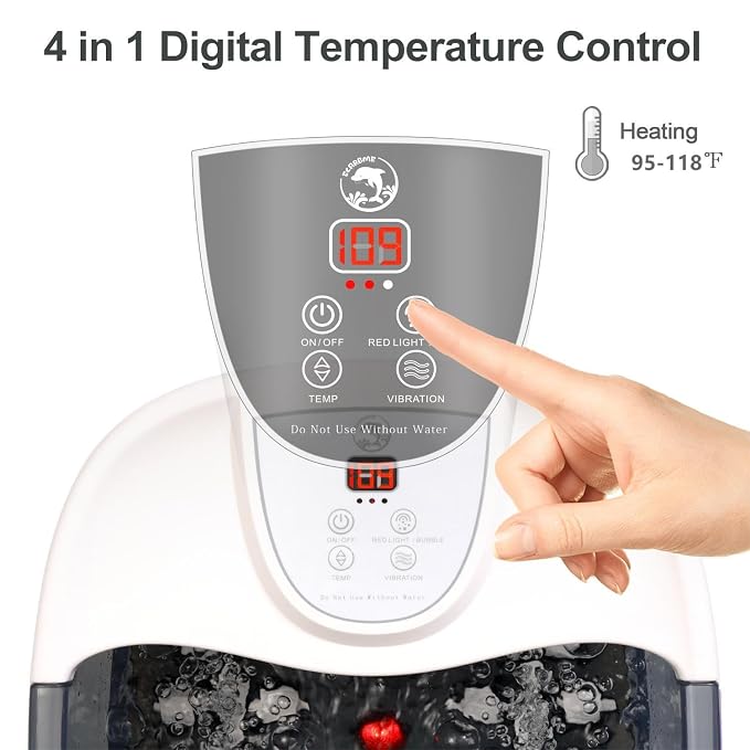 ECARBME Foot Spa Bath Massager with Heat, Foot Soaking Tub with 22 Massage Rollers, Temperature Control, Jets, Bubbles, Epsom Salt and Vibration, Foot Bath soak tub for Relaxation - Grey - Image 7