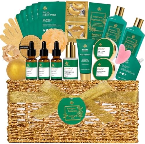 Gifts for Women & Men, 32 Pcs Eucalyptus Home Spa Basket Gift Set for Women by RAROSAACCA