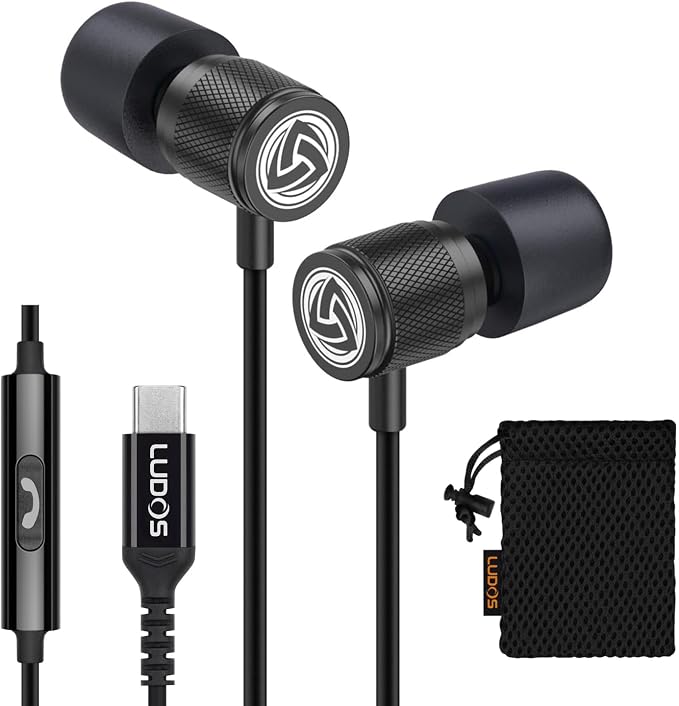 LUDOS Ultra USB C Headphones for iPhone 17 16 15 Pro Max Plus Air iPad Pro, 5 Years Warranty, Magnetic USB-C Earbuds for Samsung Galaxy S24 S23 Ultra S22 S21 FE S20 A55 A54 A53, USB Type C Earphones by Ludos