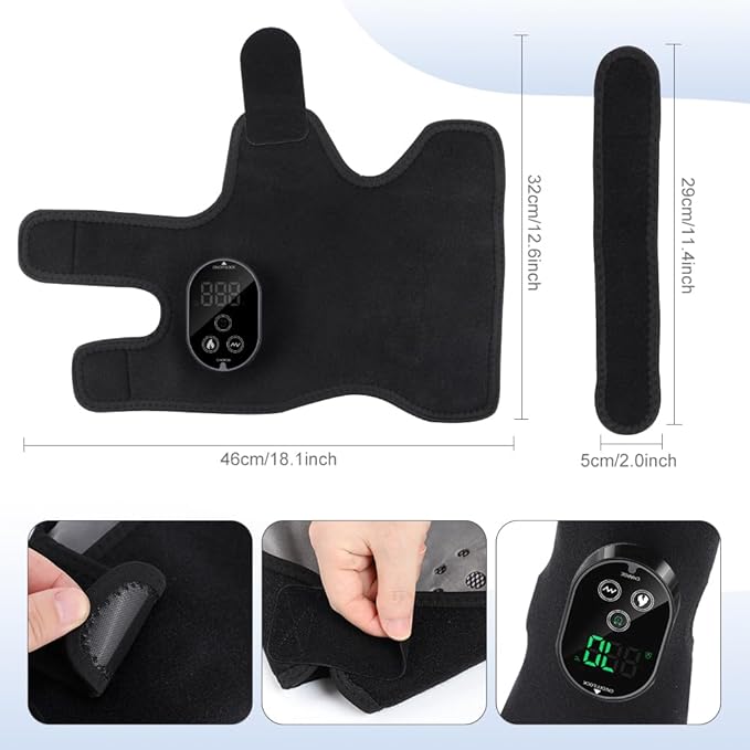 2-Pack Cordless Heated Foot Massager for Neuropathy – Rechargeable Foot & Ankle Wrap Heating Pad with 6 Heat Levels, 3 Vibration Modes, 3000mAh Battery (Black) - Image 4