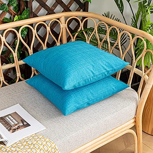 Kevin Textile Outdoor Waterproof 20”x20” Pillow Covers 2 Pack, Peacock Blue - Image 4
