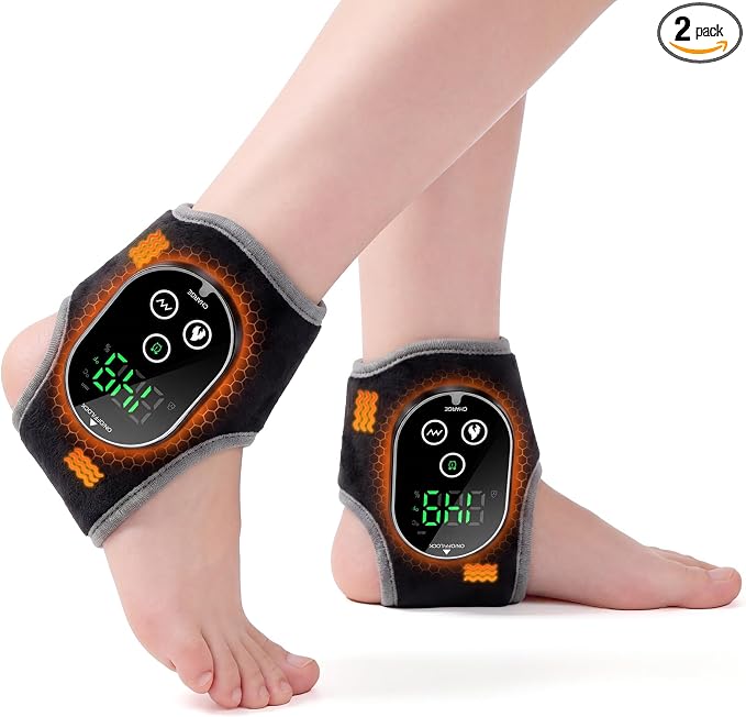 2-Pack Heated Ankle Massager, Cordless Foot Massager & Ankle Heating Pad by Tovaxi