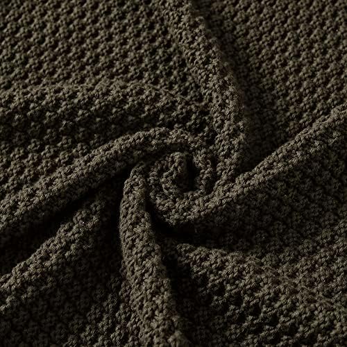 Longhui bedding 100% Cotton Knitted Throw Blanket – Dark Brown, Soft & Cozy, Machine Washable, 51"x63" – Perfect for Living Room, Couch, Sofa, Bed or Travel - Image 3