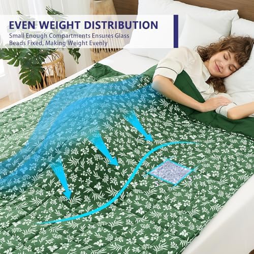 25 lbs weighted blanket Queen Size for Adults (60”x 80”, Forest) Cooling Heavy Blanket for Sleeping Perfect for 240-260 lbs, Winter Thick Breathable Blanket with Premium Glass Bead, Machine Washable - Image 3