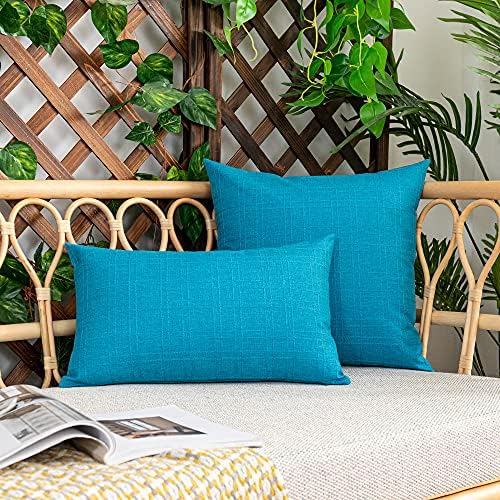 Kevin Textile Outdoor Waterproof 24”x24” Pillow Covers 2 Pack, Peacock Blue - Image 7