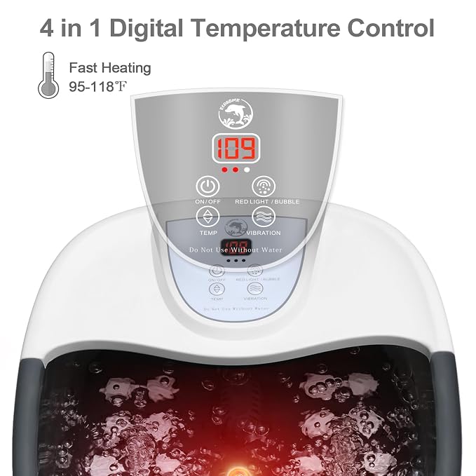 ECARBME Foot Spa Bath Massager with Heat, Foot Soaking Tub with 22 Massage Rollers, Temperature Control, Jets, Bubbles, Epsom Salt and Vibration, Foot Bath soak tub for Relaxation - Black - Image 7
