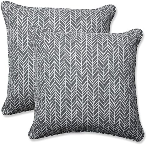 Pillow Perfect Outdoor/Indoor Herringbone Slate Seat Cushions, 18.5" x 18.5", Gray, 2 Pack by PillowPerfect