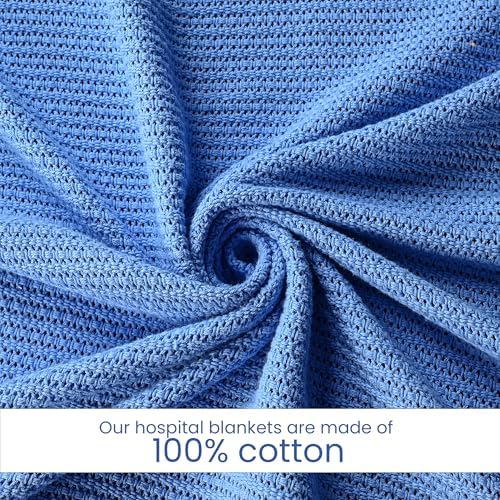 Linteum Textile Hospital Thermal Blanket 66x90 Inch 100% Cotton Breathable Soft and Cozy Open-Cell Weave Design Bed Blanket for Bed, Couch, Sofa Throw for All Season, 2.5 lb, Pack of 12 (Blue, Twin) - Image 3