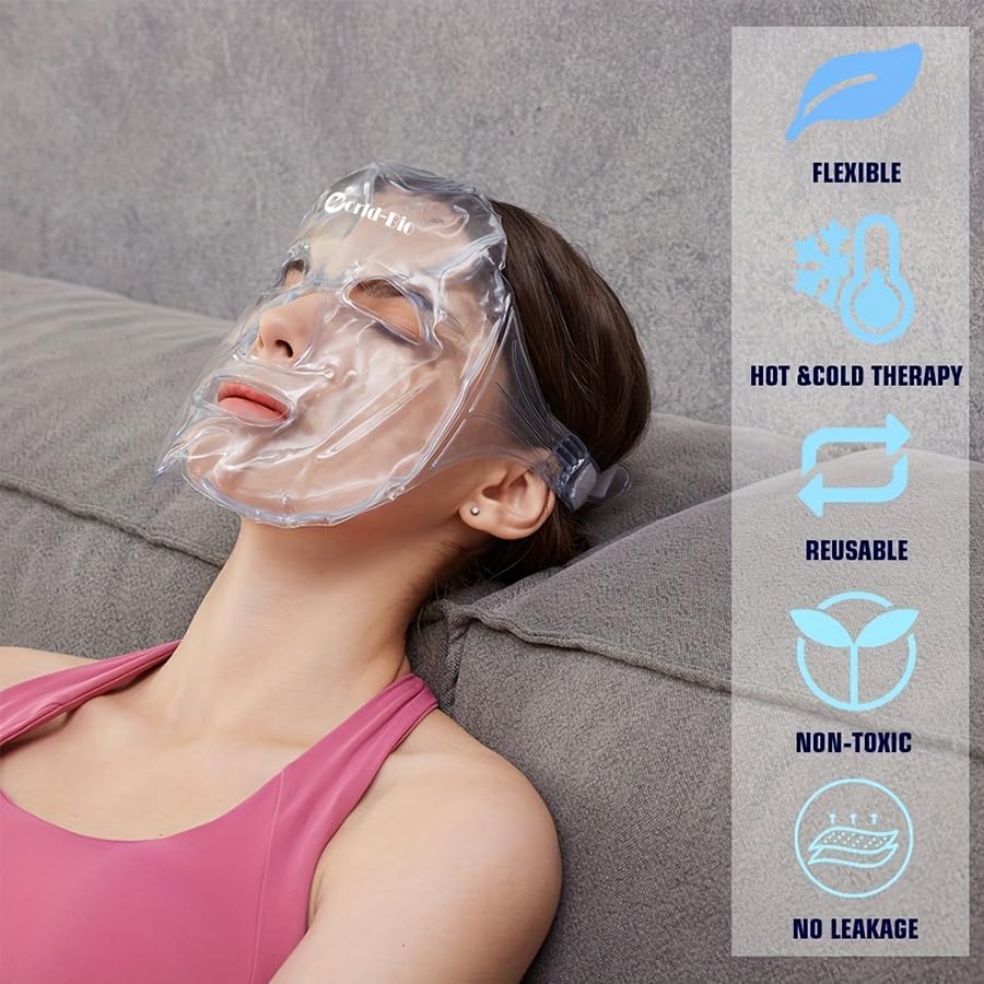 Face Ice Pack/Ice Mask for Face & TMJ Relief, Reusable Hot Cold Gel Pack for Post-Surgery Recovery, Puffy Eyes, and Swelling, Full Coverage Ice Mask (White) - Image 3