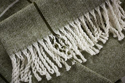 Arus Acrylic Highlands Collection Queen Throw Blanket Green Stripes, 60x80 - Image 4