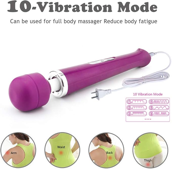 CHARMING 10 Speeds Wired Powerful Handheld Massager with Strong Vibrations, Personal Therapy Massager for Sports Recovery, Muscle Aches, Body Pain (Purple) - Image 4