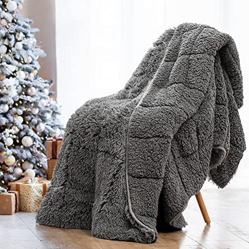 Wemore Weighted Blanket for Adult 60"x80" 15lbs Soft Long Plush Queen Grey by WemoreDirect