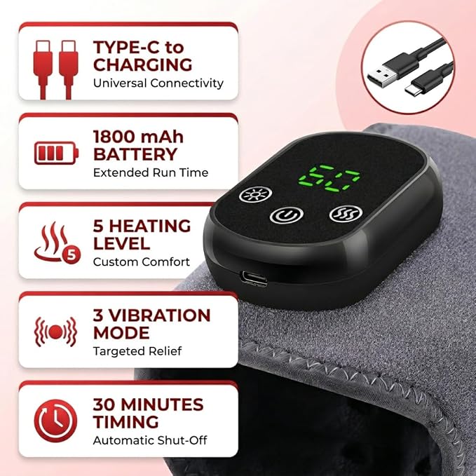 Foot Massager for Neuropathy, Foot Renew Triple Method Massager, Foot and Ankle Massager with Heat, 3 Modes & 5 Heat Levels for Pain Relief & Circulation Support - Gray 1pc - Image 2