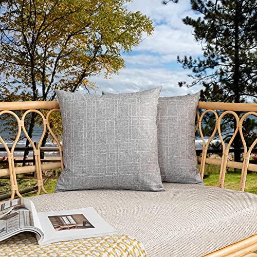 Kevin Textile Outdoor Waterproof 26”x26” Pillow Covers 2 Pack, Grey by KevinTextile