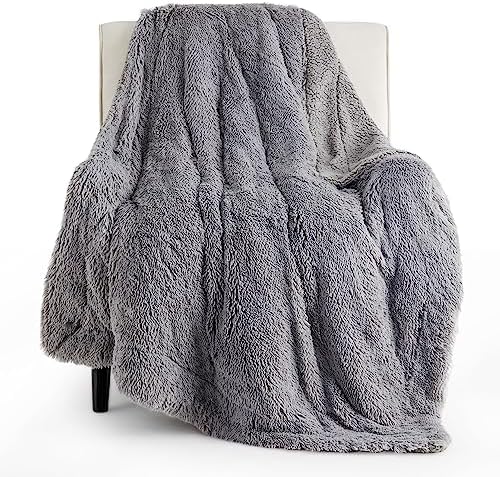 Bedsure Faux Fur Fluffy Sherpa Throw Blanket Couch Twin Light Grey 60"x80" by Unknown