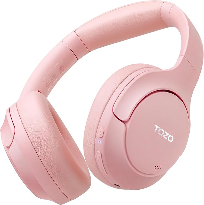 TOZO Hybrid Active Noise Cancelling Headphones, Hi Res Audio | Wireless Over Ear Bluetooth Headset, 60H Playtime, Custom EQ via App Deep Bass Comfort Fit Ear Cups, for Home Office Travel by TOZO