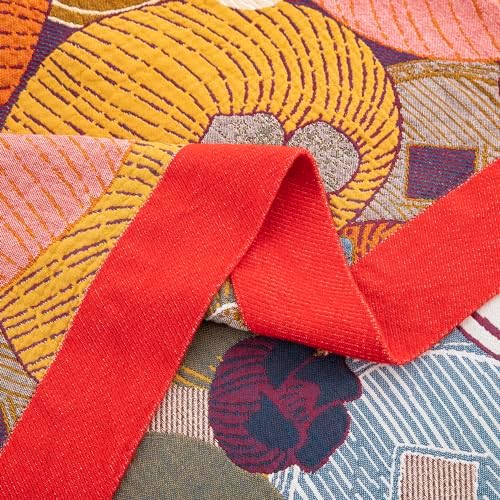 100% Muslin Cotton Throw Blanket for Bed Couch Chair, Floral Persimmon Printed Colorful Retro Quilt Ultra Soft Reversible Gauze Blanket for All Season, 80"x90" - Image 5