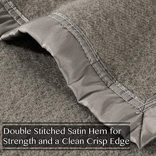 Poyet Motte Rivoli Solid 400GSM 100% Virgin Wool Blanket, Medium/Heavy Weight, Machine Washable (Grey Solid, Twin Size) - Image 6