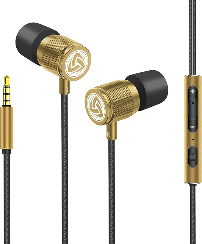 LUDOS Ultra Wired Earbuds in-Ear Headphones, 5 Years Warranty, Earphones with Microphone, Noise Isolating Ear Buds, Memory Foam for iPhone, Samsung, School Students, Kids, Women, Small Ears - Gold - Image 8