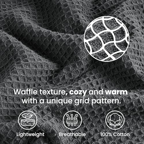 Tex Trend 100% Cotton Waffle Weave Blanket King Size - Soft, Breathable Cooling Blanket for Bed, Lightweight Cozy Summer & Spring Bedding, Grey, 90x108 - Image 5