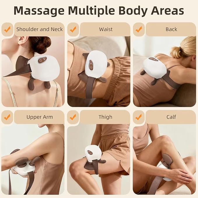 Bionic Heated Massager, Portable Shiatsu Neck and Back Massager, Orange - Image 4