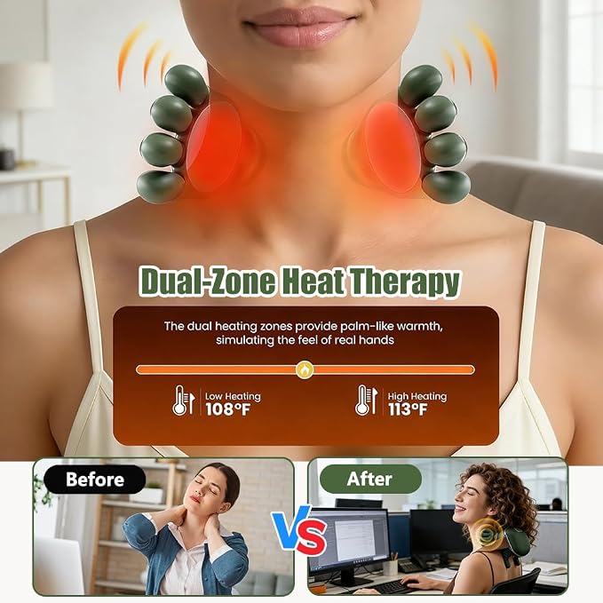 2026 New Electric Shiatsu Neck and Back Massager, Neck Massager with Heat, Shoulder Massager, 3 Intensity Levels + 2 Heat Settings, 4D Kneading Massage, Simulates a Real Palm Massage for Comfort - Image 2