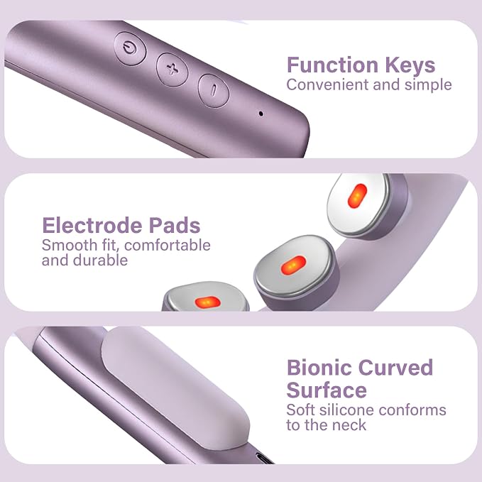Neck Massager for Pain Relief Deep Tissue with Heat and 10 Massage Patterns & 16 Intensity Steps, Gift for Home or Travel, Purple - Image 5