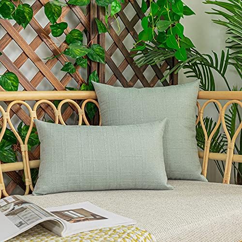Kevin Textile Outdoor Waterproof 18”x18” Pillow Covers 2 Pack, Mint - Image 7