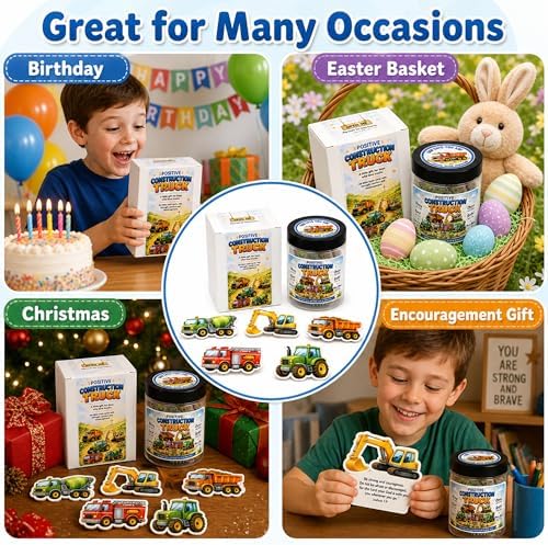 Fathers Day Gift For Son Positive Construction Truck Jar with 60 Bible Verses and Positive Messages, First Communion Gifts for Boys Christian Gifts for Kids Bible Affirmation Jar for Kids - Image 6