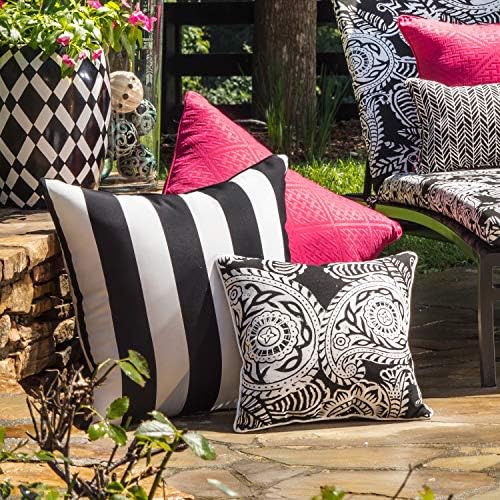 Pillow Perfect Paisley Indoor/Outdoor Accent Throw Pillow, Plush Fill, Weather, and Fade Resistant, Large Throw - 18.5" x 18.5", Black/Ivory Addie, 2 Count - Image 4