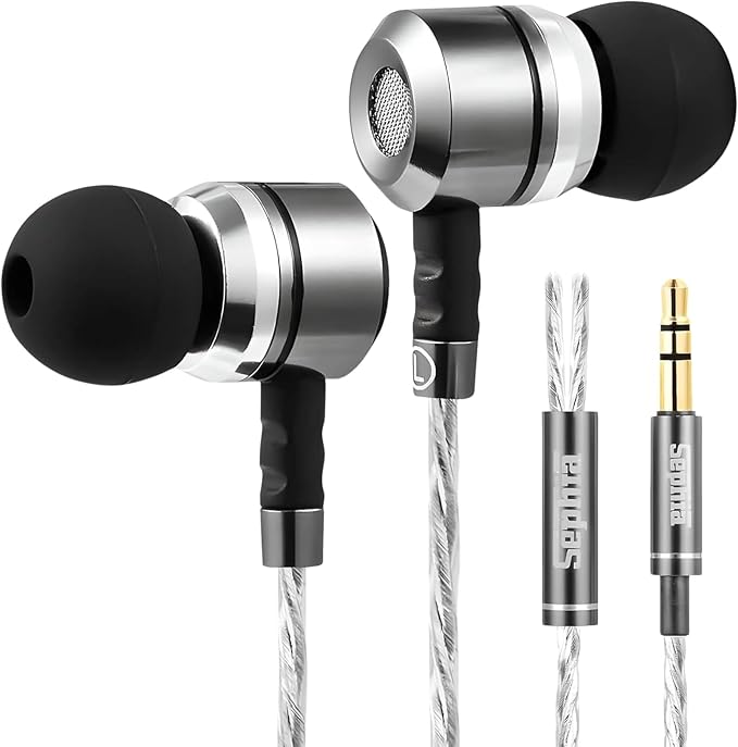 Sephia SP3060 Earbuds Wired in-Ear Headphones | HD Bass Driven Audio, Lightweight Aluminum, S/M/L Ear Bud Tips, Earphone Case, 3.5mm, Tangle-Free Cord, No Mic by Sephia